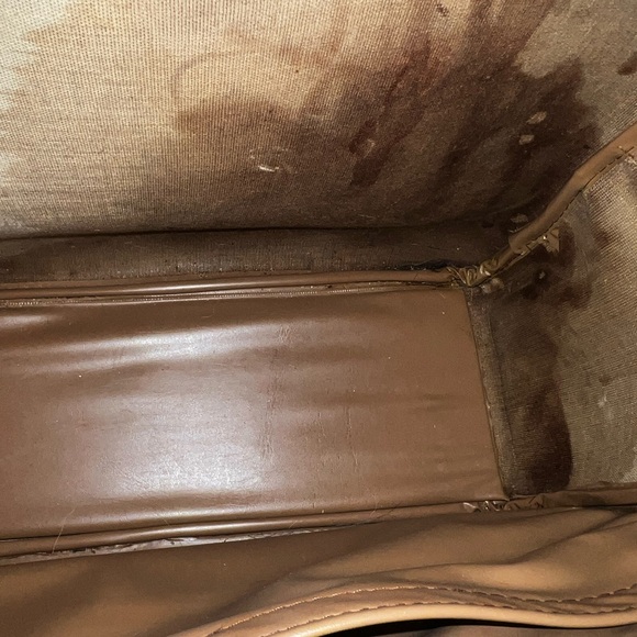 Vintage 1960s Brown Leather Carry On Travel Crossbody Bag - Picture 12 of 14